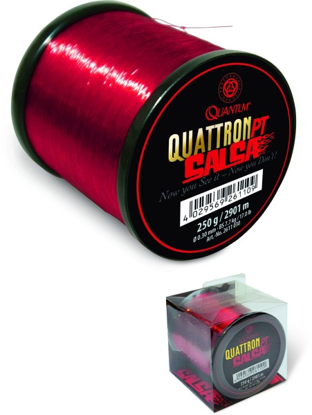 Quantum Ø0,45mm Quantum Quattron Salsa 1289m 16,50kg,36,40lbs transparent red Tragkraft 16,50